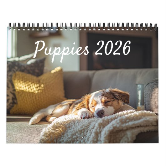 Fully Customizable 2026 Puppies Wall Calendar カレンダー (カバー)