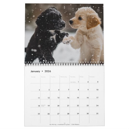 Fully Customizable 2026 Puppies Wall Calendar カレンダー (1月 2026)