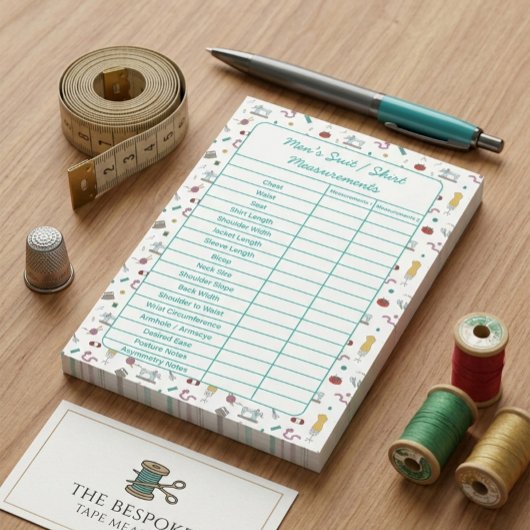 Fully Customizable Body Measurements Chart Notepad ポストイット