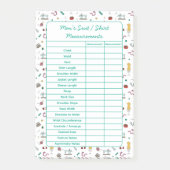 Fully Customizable Body Measurements Chart Notepad ポストイット (正面)
