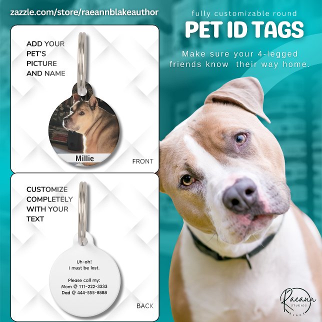 Fully Customizable Round Pet ID Tag ペット　ネームタグ (クリエイターアップロード済み)