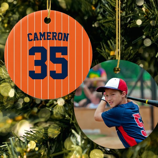 Fully Editable Colors Baseball Jersey Stripes Name セラミックオーナメント