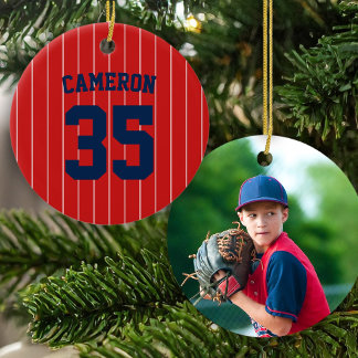 Fully Editable Colors Baseball Jersey Stripes Name セラミックオーナメント