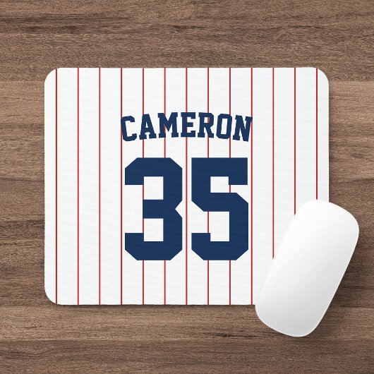Fully Editable Colors Baseball Jersey Stripes Name マウスパッド