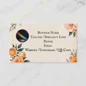 Fully editable Elegant Peach Floral Business Card 名刺 (正面)