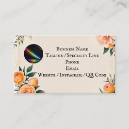Fully editable Elegant Peach Floral Business Card 名刺