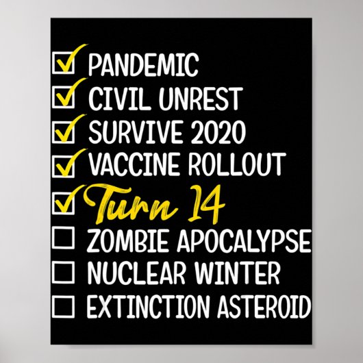 Fun 14th Birthday Gift 14 Years Old Quarantine 202 ポスター (正面)