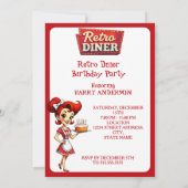 Fun 1950s Retro Diner Birthday Cake Red 招待状 (裏面)