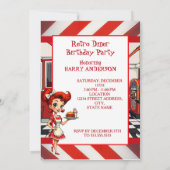 Fun 1950s Retro Diner Birthday Party Red White 招待状 (裏面)