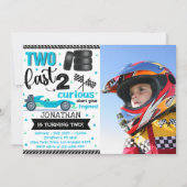 Fun 2nd Birthday Race Car Driver with Photo 招待状 (正面)