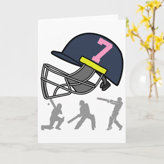Fun 7th Birthday Cricket Player Boys Kids 7 Year O カード (黄色い花)