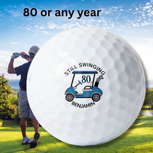 Fun 80TH Birthday Party Custom Cart Monogram Name ゴルフボール