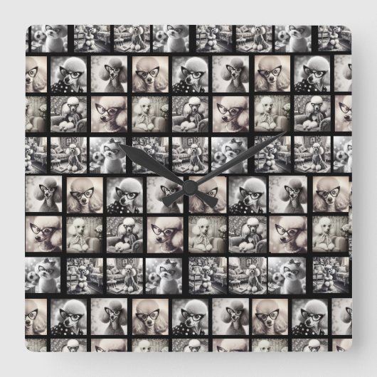 Fun 9 Photo Collage Pictures スクエア壁時計 (正面)