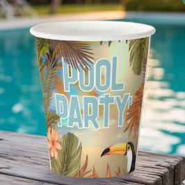 Fun Adult Tiki Toucan Tropical Pool Party 紙コップ