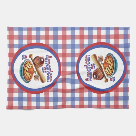 Fun American as Baseball & Apple Pie  キッチンタオル (横)