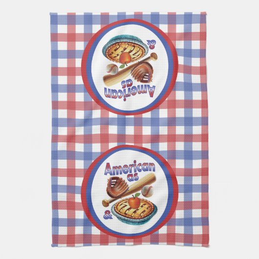 Fun American as Baseball & Apple Pie  キッチンタオル (縦)