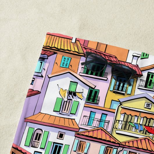 Fun and colorful pattern Watercolor painting chic ビーチタオル (インサイチュ)