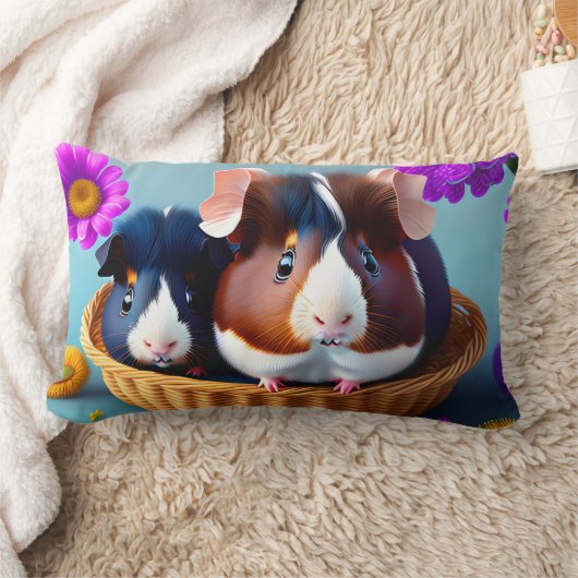 Fun and cute guinea pigs  ランバークッション (ブランケット)