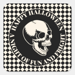 Fun and Fear Skull Happy Halloween スクエアシール