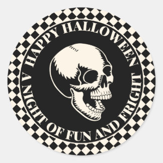 Fun and Fear Skull Happy Halloween ラウンドシール
