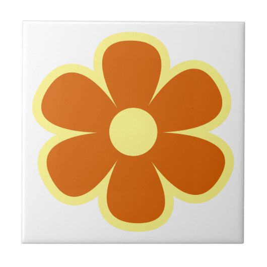 Fun and Funky 60s 70s Retro Flower Ceramic Tile タイル (正面)