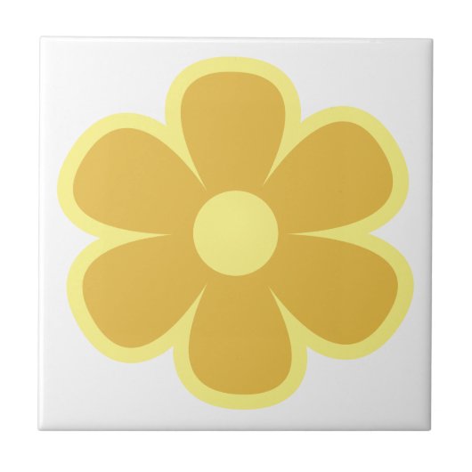 Fun and Funky 60s 70s Retro Flower Ceramic Tile タイル (正面)