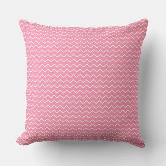 Fun and Playful Pink and White Zigzag Pattern クッション (正面)