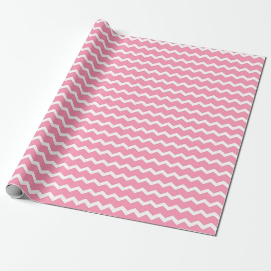 Fun and Playful Pink and White Zigzag Pattern ラッピングペーパー (アンロールド)