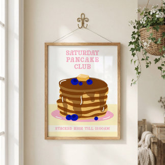Fun and Retro Breakfast Pancakes Kitchen Art ポスター
