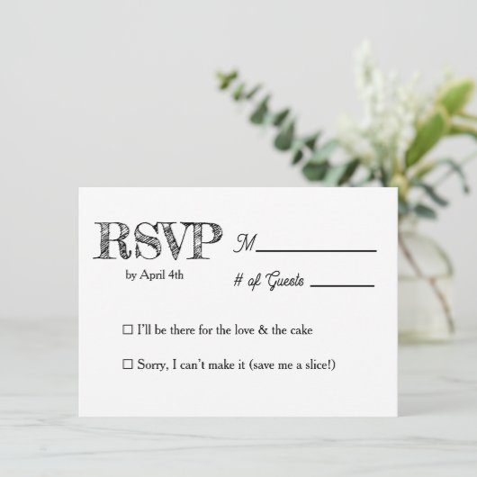 Fun and Simple Black and White Wedding RSVP 招待状 (スタンド正面)