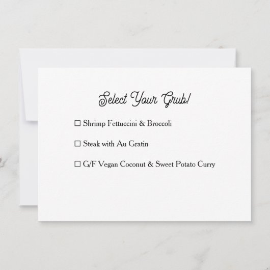 Fun and Simple Black and White Wedding RSVP 招待状 (裏面)