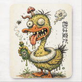 Fun and weired hand drawn cartoon duck monster マウスパッド (正面)