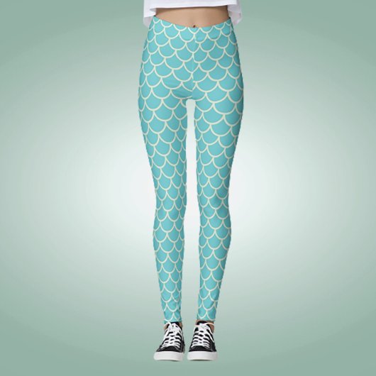 Fun Artsy Halloween Costume Mermaid Scales Pattern レギンス