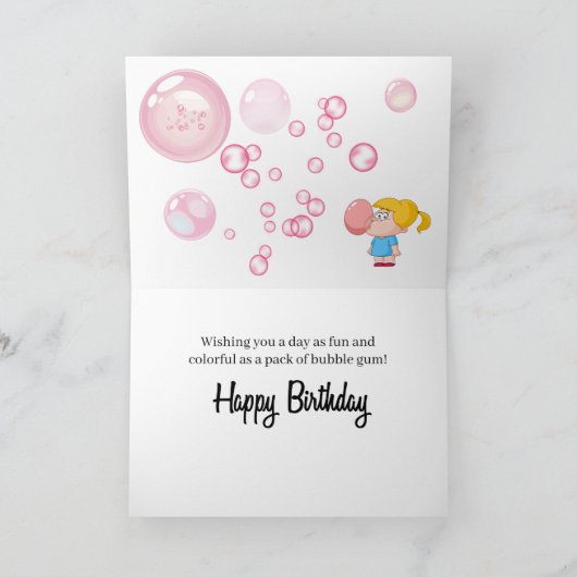 Fun as a Pack of Bubble Gum Birthday カード (内部)