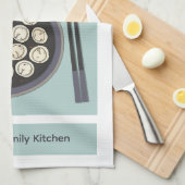 Fun Asian Food New Year Korean Dumpling Poster キッチンタオル (四つ折り)