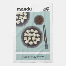 Fun Asian Food New Year Korean Dumpling Poster キッチンタオル
