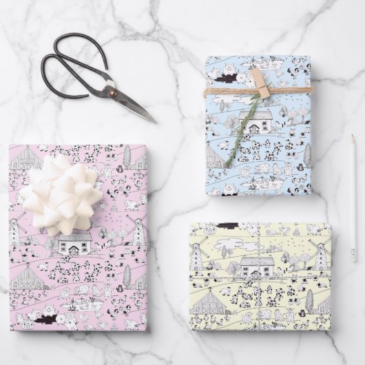 Fun At The Farm - Cute Funny Farm Scene ラッピングペーパーシート (正面)