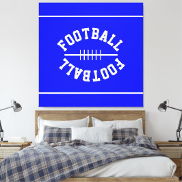 Fun Athletic FOOTBALL White Stripes On Royal Blue キャンバスプリント