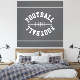 Fun Athletic FOOTBALL White Stripes On Sporty Gray キャンバスプリント