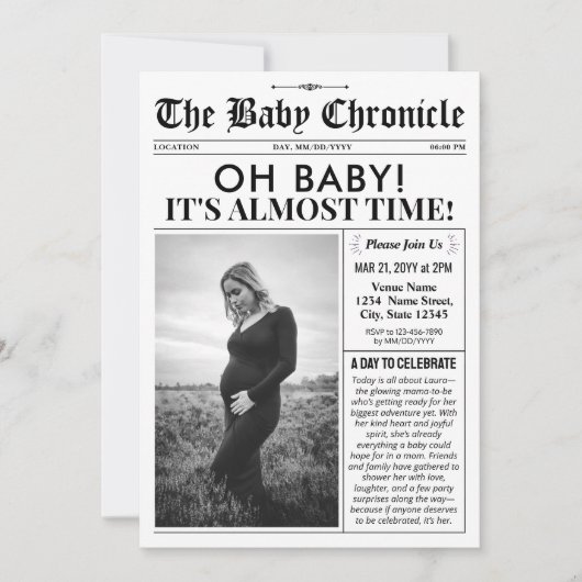 Fun Baby Shower Invitation | Newspaper Baby Invite シーズンカード (正面)
