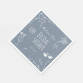 Fun Beach Doodle Illustrations Bridal Shower スタンダードランチョンナプキン (角)