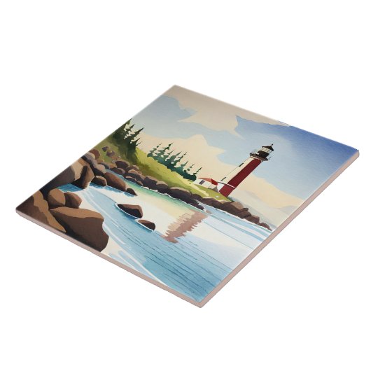 Fun beach lighthouse lovers  タイル (側面)