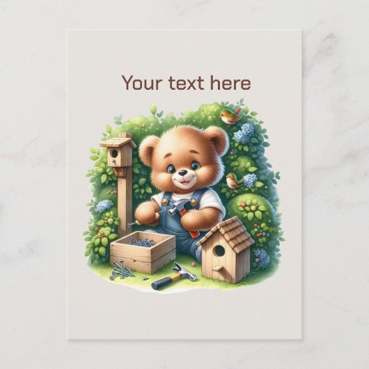 Fun Bear building customizable ポストカード (正面)