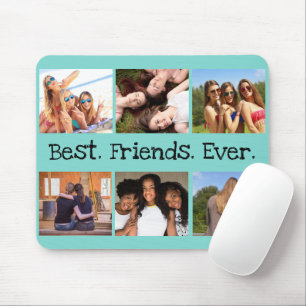 Fun Best Friends Ever 6 Photo Collage Green Black マウスパッド