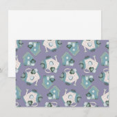 Fun Birdhouse Design Purple Blue White 招待状 (正面/裏面)