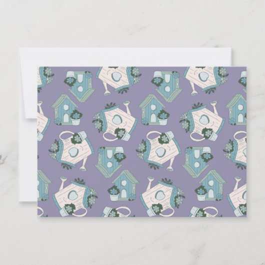 Fun Birdhouse Design Purple Blue White 招待状 (正面)