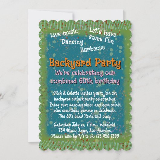 Fun Birthday Backyard Barbecue Party Invitation 招待状 (裏面)