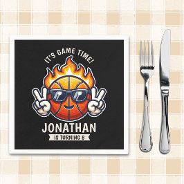 Fun Birthday Boy with Basketball Theme スタンダードカクテルナプキン