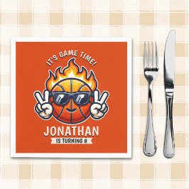 Fun Birthday Boy with Basketball Theme スタンダードカクテルナプキン
