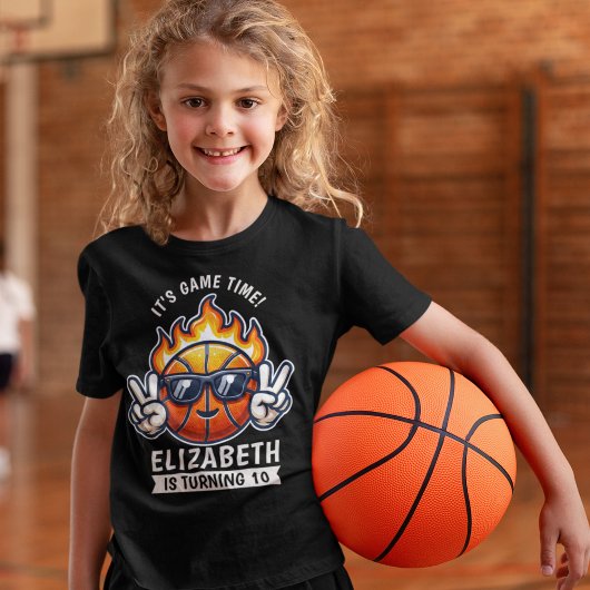 Fun Birthday Boy with Basketball Theme Tシャツ